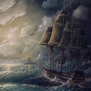 papers.co-aj61-painting-sea-wave-boat-illust-art-1-wallpaper