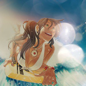 papers.co-aj87-surfing-girl-anime-flare-illust-art-sea-sports-1-wallpaper