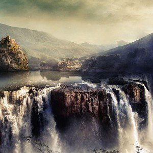 papers.co-mf84-paint-like-mountain-water-fall-nature-1-wallpaper